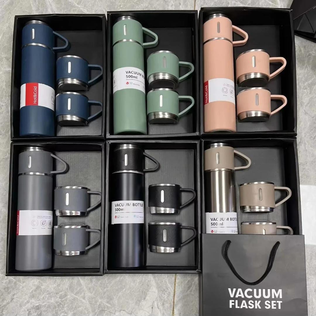 3 Cup Stainless Steel Vacuum Flask Set